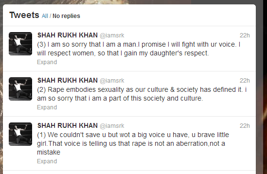 SRK Tweets on Delhi Rape Victim's Unfortunate Death
