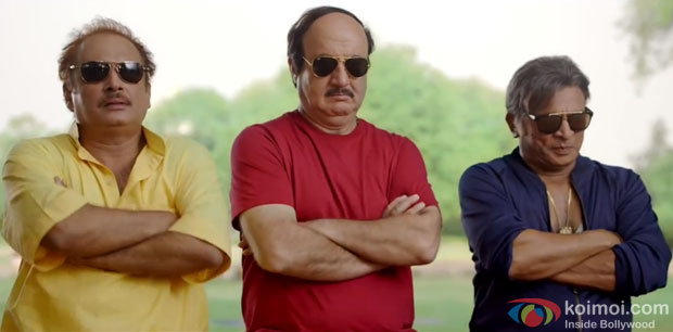 Piyush Mishra, Anupam Kher and Annu Kapoor in a still from movie 'The Shaukeens'