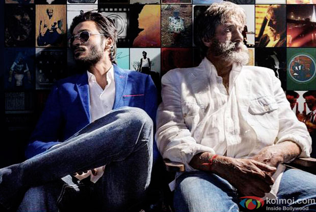 Dhanush and Amitabh Bachchan in a still from movie 'Shamitabh'