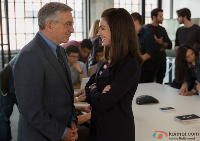 Robert De Niro and Anne Hathaway in a still from movie 'The Intern'
