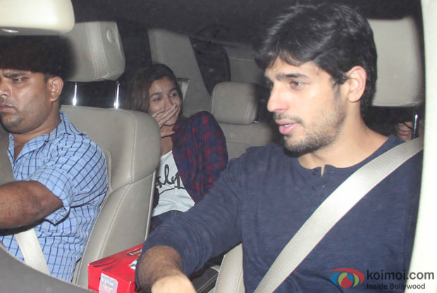 Alia Bhatt and Sidharth Malhotra spotted at karan johar's house