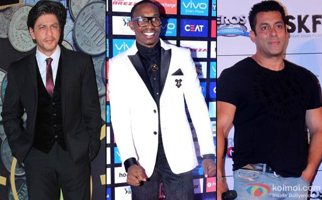 Shah Rukh Khan, Dwayne Bravo and Salman Khan
