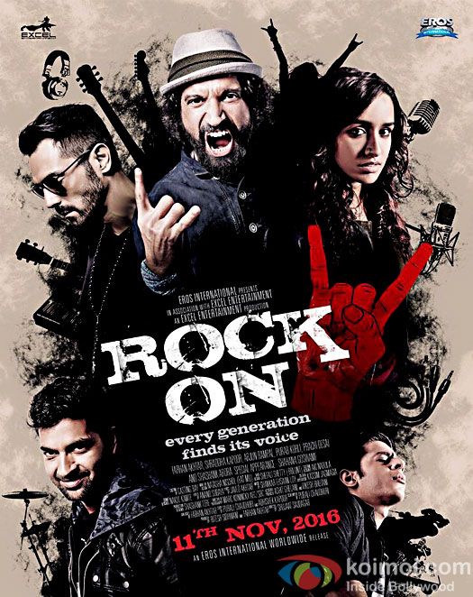 Arjun Rampal, Farhan Akhtar and Shraddha Kapoor Starrer Rock On 2 Poster