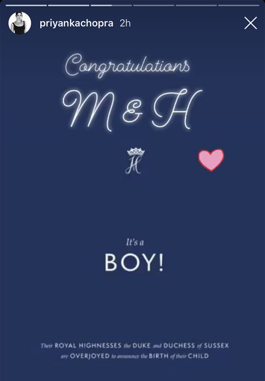 Priyanka congratulates Meghan, Prince Harry
