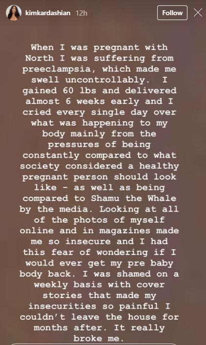 Kim Kardashian says body-shamers 'really broke me' during pregnancy